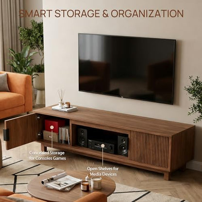 Fluted TV Stand, Mid Century Modern TV Stands for Living Room, view 5