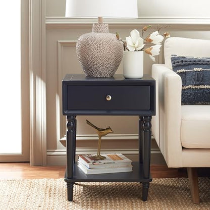 SAFAVIEH Home Collection Siobhan Navy Blue Solid Wood 1-Drawer Nightstand Accent Table