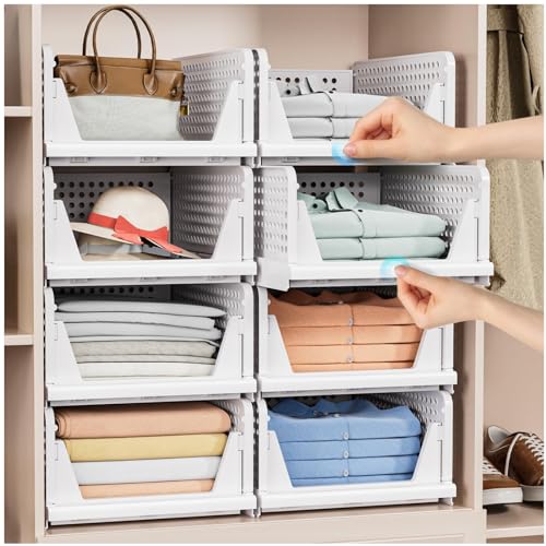 5 Pack Stackable Closet Storage Basket - Stackable Storage Bins, view 3