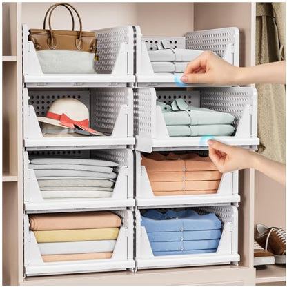 5 Pack Stackable Closet Storage Basket - Stackable Storage Bins, view 3