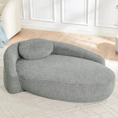67" Oval Chaise Lounge Chair Indoor with Curved Back Pillows, view 7