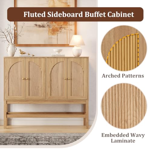47.2'' Fluted Sideboard Buffet Cabinet, Wooden Storage Cabinet, view 8