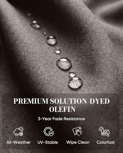 Upgraded 6“ Cushion Luxury 5 Pieces Patio Furniture Set - All Weather Wicker Outdoor Swivel Rocker Patio Chairs of 2 with Ottomans, High Back Glider Chairs Set for Deck Porch - Brown/Grey