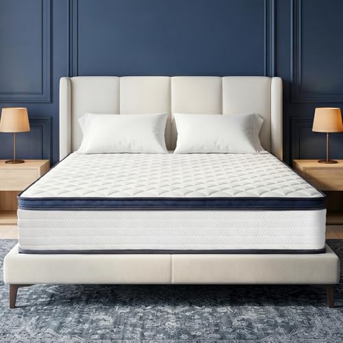 12 Inch Mttress Queen Size, Memory Foam Hybrid Mattresses in a Box, Medium Firm, Pocket Springs for Motion Isolation, CertiPUR-US and Oeko TEX Certified