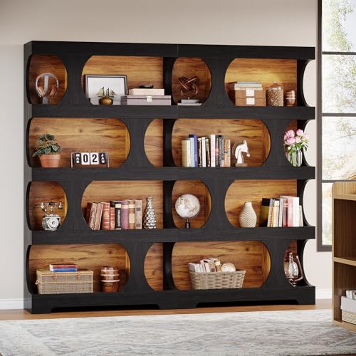 71" Tall Black Bookcase, Modern Asymmetrical Bookshelf, view 5