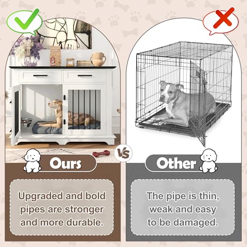 Dog Crate, 45 Inch Large Dog Crate Furniture with 2 Storage Drawers, view 6