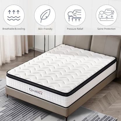 12 Inch Queen New Hybrid Mattress, Medium Firm, Reinforced Edge, view 4