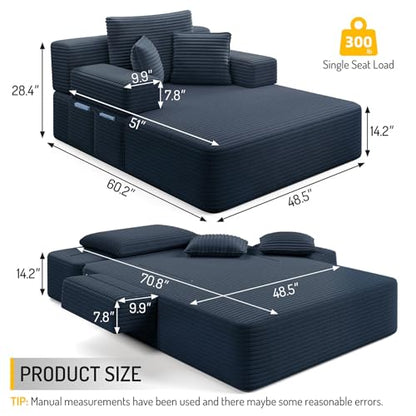 60 Inch Oversized Chaise Lounge Chair Indoor, view 3