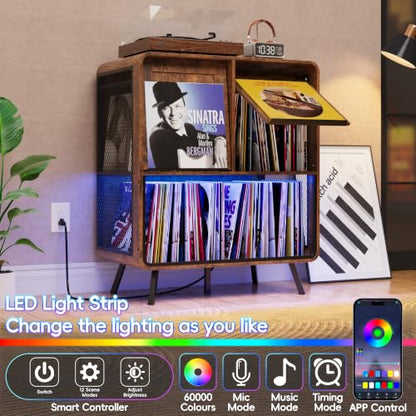 Record Player Stand with Vinyl Record Storage - Record Player Cabinet Table, view 5