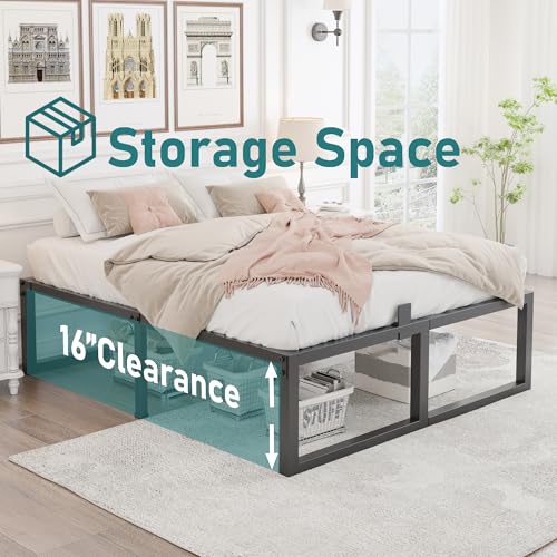 King Bed Frame, 18 Inch High 3500 lbs Metal Platform, view 5
