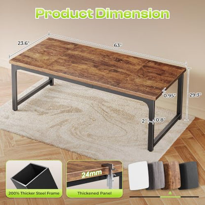 63 x 24 Inch Computer Desk, 0.95'' Thicker, Duty, Rustic Brown, view 4
