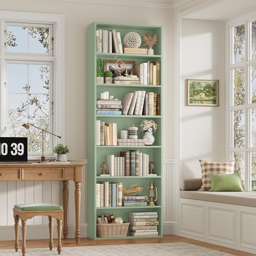 82" Tall Bookshelf Bookcase, 7-Tier Open Display Shelves, Green, view 3