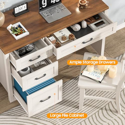 Farmhouse 47" Executive Desk with File Drawer, Workstation for Home Office, view 4