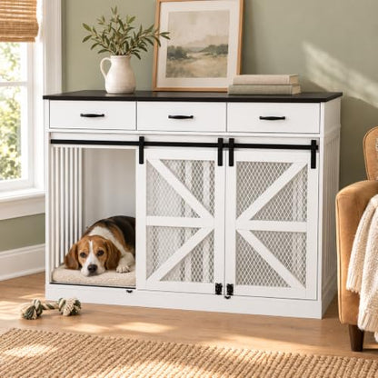Furniture Dog Crate for Medium or 2 Small Dogs, Wooden Kennel, view 4