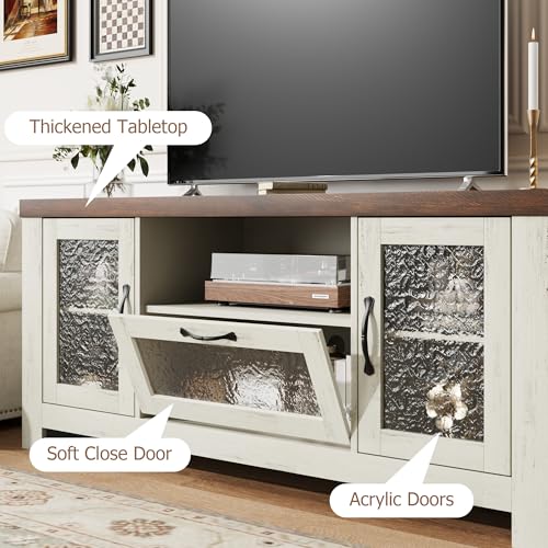 TV Stand for 65 Inch TV for Living Room, White & Brown, view 7