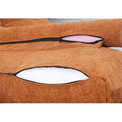 Oversized Fluffy Sofa Chaise Set 2 Pieces Sectional Sofa Chenille Couch with Deep Seat for Living Room (Caramel, Right-Hand Facing)