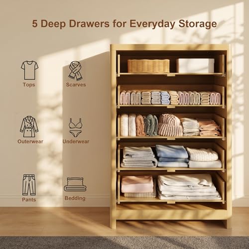 Natural Oak Vertical Drawer Dresser with Round Edges, view 6