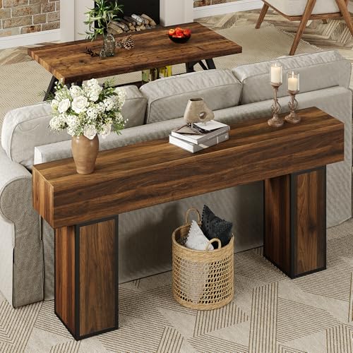 70.9-Inch Long Console Table, Wooden Sofa Table Behind Couch Tables, Farmhouse Entryway Table Accent Table for Entrance, Hallway, Living Room, Foyer, Rustic Brown