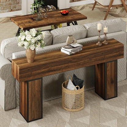 70.9-Inch Long Console Table, Wooden Sofa Table Behind Couch Tables, Farmhouse Entryway Table Accent Table for Entrance, Hallway, Living Room, Foyer, Rustic Brown