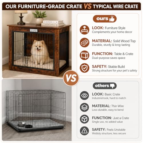 Dog Crate Furniture with Reversible Side Door, view 7