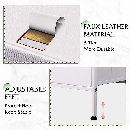 5 Drawer White Fabric Dresser for Bedroom, Wide Storage Chest, view 7