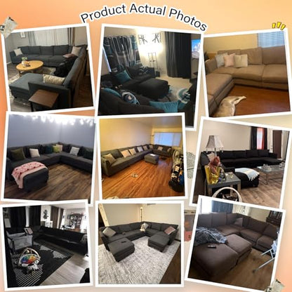 150.4" Large Sectional Couches for Living Room, 8 Seater L Shaped Modular Sectional Sofa with Two Storage Ottomans & USB, Oversized Corner Couch for Living Room (Grey)
