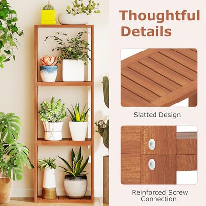 6 Cube Bookcases, Solid Wood Stacking Storage Organizers w/Open Slatted Design, Multifunctional DIY 6-Cube Shelving for Indoor Outdoor Use, Living Room, Bedroom, Balcony, Yard
