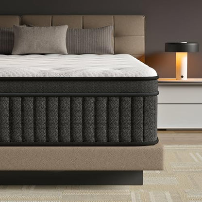 Queen Mattress, 12 Inch Queen Hybrid Mattress in a Box, Upgrade Individually Pocket Springs, Medium Firm, Pressure Relief, Breathable Comfort and Durable