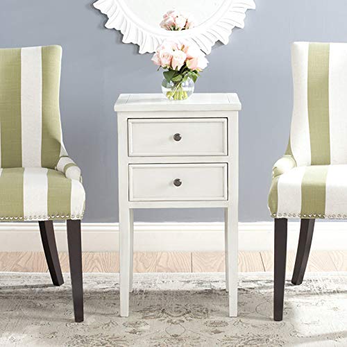 SAFAVIEH Furniture - Toby 2-Drawer Accent Table - White Birch - Solid Wood - Modern Storage Design - Ideal for Living Room, Bedroom, Home Office, 16.9"W x 14.7"D x 29.9"H - Fully Assembled (AMH6625D)