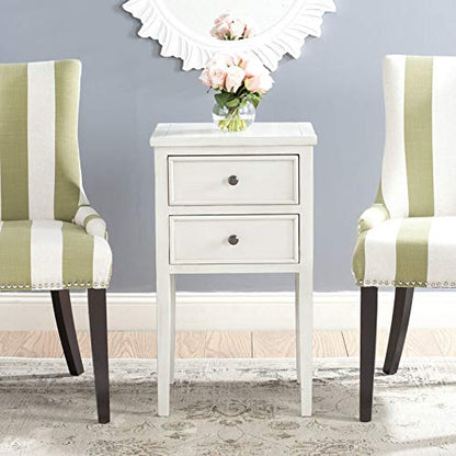 SAFAVIEH Furniture - Toby 2-Drawer Accent Table - White Birch - Solid Wood - Modern Storage Design - Ideal for Living Room, Bedroom, Home Office, 16.9"W x 14.7"D x 29.9"H - Fully Assembled (AMH6625D)