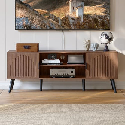 TV Stand with Open Shelves for 55/60 Inch TVs, Mid Century, view 5