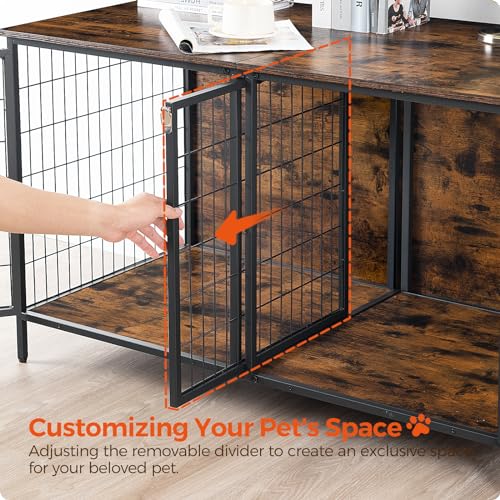 Dog Crate Furniture for 2 Dogs, 43.3" Dog Kennel with Removable Divider, view 7
