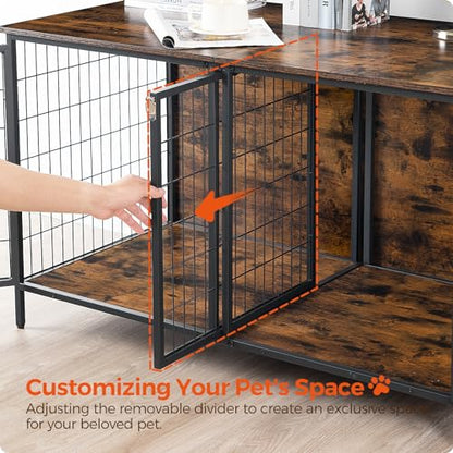 Dog Crate Furniture for 2 Dogs, 43.3" Dog Kennel with Removable Divider, view 7