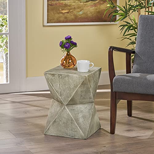 Lux Outdoor Weight Concrete Side Table, Light Gray