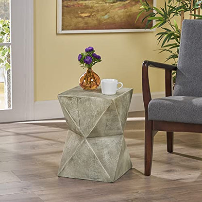 Lux Outdoor Weight Concrete Side Table, Light Gray