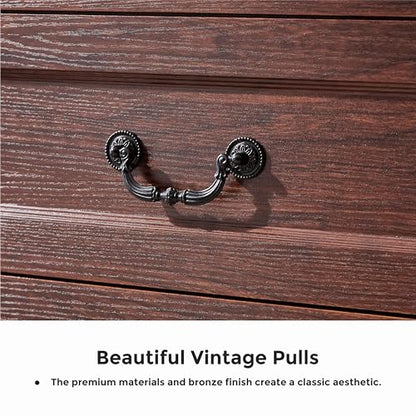 6 Drawer Dresser for Bedroom Farmhouse Cherry Tall Wood Chest of Drawers for Bedroom Dresser, Modern Rustic 47.2" Wide Drawers Dressers Wooden Closet and Storage Cabinet, Hallway, Living Room