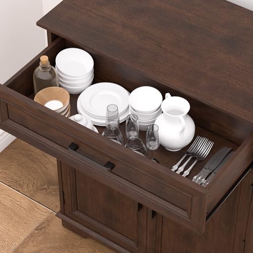 Kitchen Storage Cabinet with Drawer, Buffet Cabinet with Storable Door, Modern Floor Sideboard, Cherry Freestanding for Kitchen