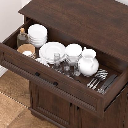 Kitchen Storage Cabinet with Drawer, Buffet Cabinet with Storable Door, Modern Floor Sideboard, Cherry Freestanding for Kitchen