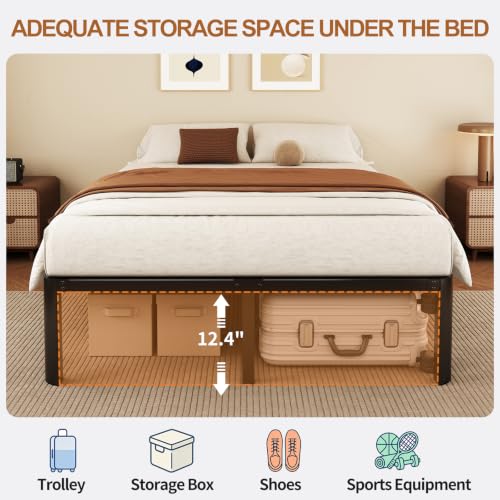 14 Inch Queen Size Heavy Duty Metal Platform Bed Frame, view 5