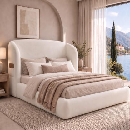 Queen Cloud Bed Frame with 47.2" Tall Wingback Cushion Headboard, view 2