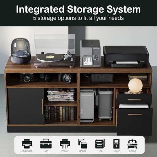 67" L Shaped Reversible Standing Desk with Storage Drawers, view 6