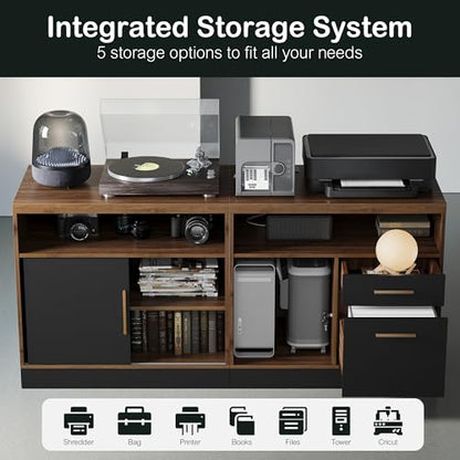67" L Shaped Reversible Standing Desk with Storage Drawers, view 6
