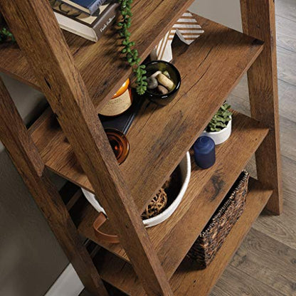 Trestle 5-Shelf Bookcase/ Book Shelf, Vintage Oak finish