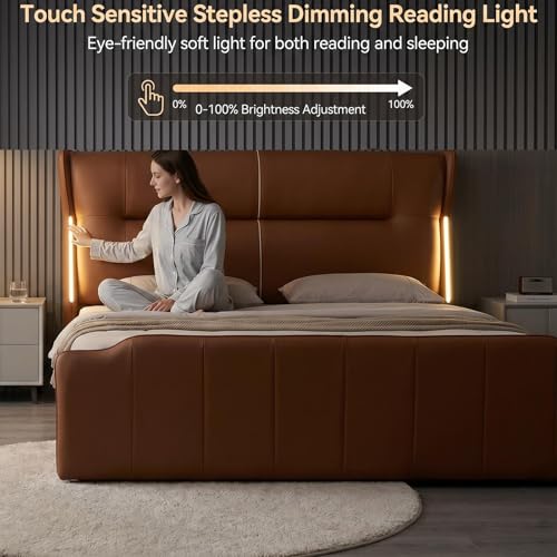 Italian Leather Bed with Sensor Lights, view 8