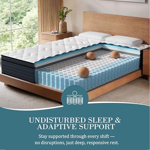 King Size Mattress 14 Inch, Cooling Pain Relief Hybrid Mattresses, view 3