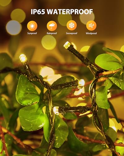 2 Pack Solar String Lights Outdoor Waterproof, 92Ft 240 LED Solar Lights Outdoor with 8 Modes, Outdoor Light Solar Powered for Patio Yard Tree Garden Party Decorations, Warm White