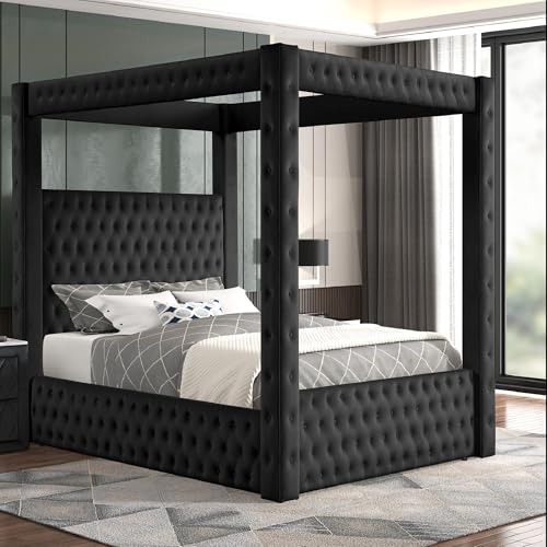 Velvet Four Poster Bed Frame, view 3
