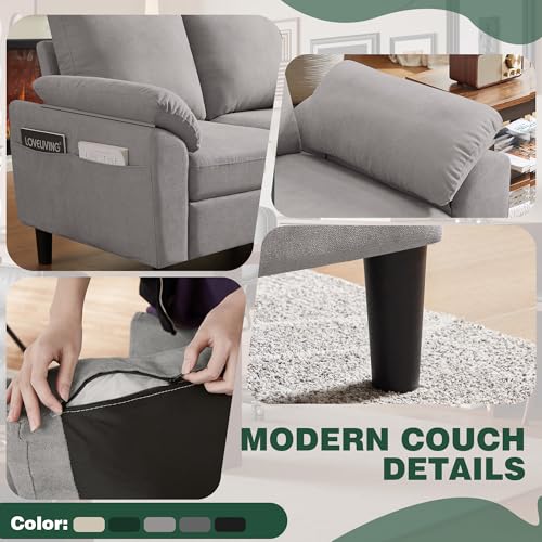 79" Convertible Sectional Sofa Set, Modern Linen Small L Shaped Couch with Reversible Ottoman and Accent Chair, 3-Seat Sofa Couches for Living Room, Office, Apartment, Light Grey