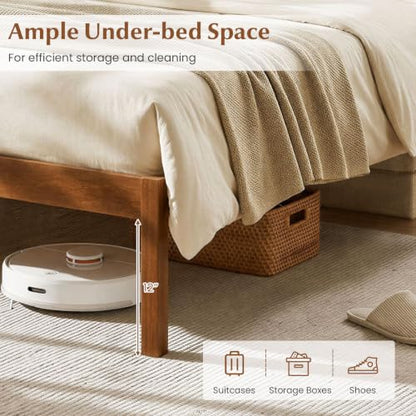 Queen Wooden Bed with Curved Headboard, view 7