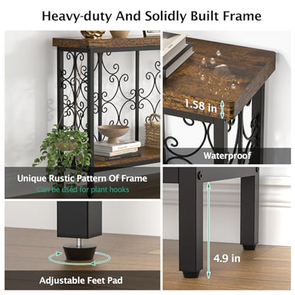 Console Table, 70.9" Entryway Table with Storage Shelf, Extra Long Sofa Table Behind Couch, 2-Tier Hallway Accent Tables for Living Room, Entrance, Foyer, Rustic Brown
